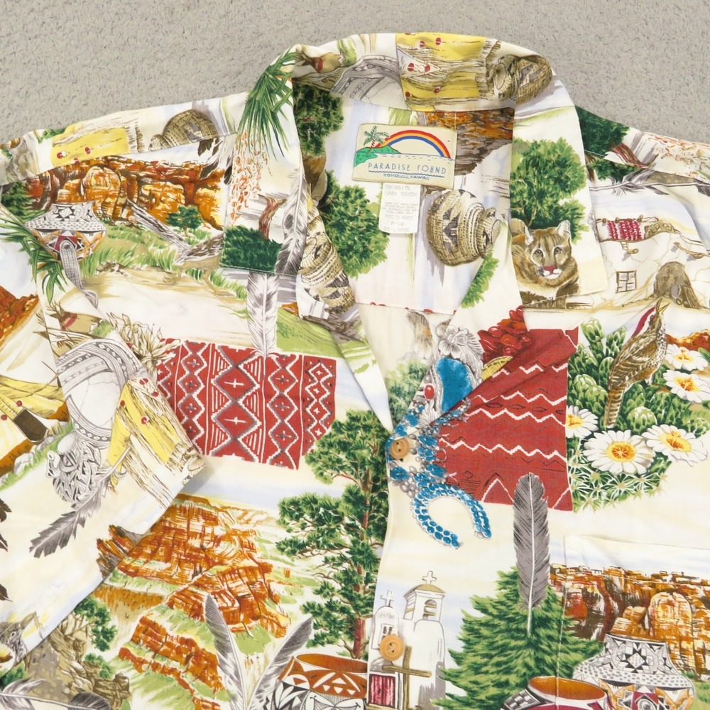 Paradise Found XXL Men Hawaiian Shirt Southwest Arizona Mesa Navajo Skull Desert